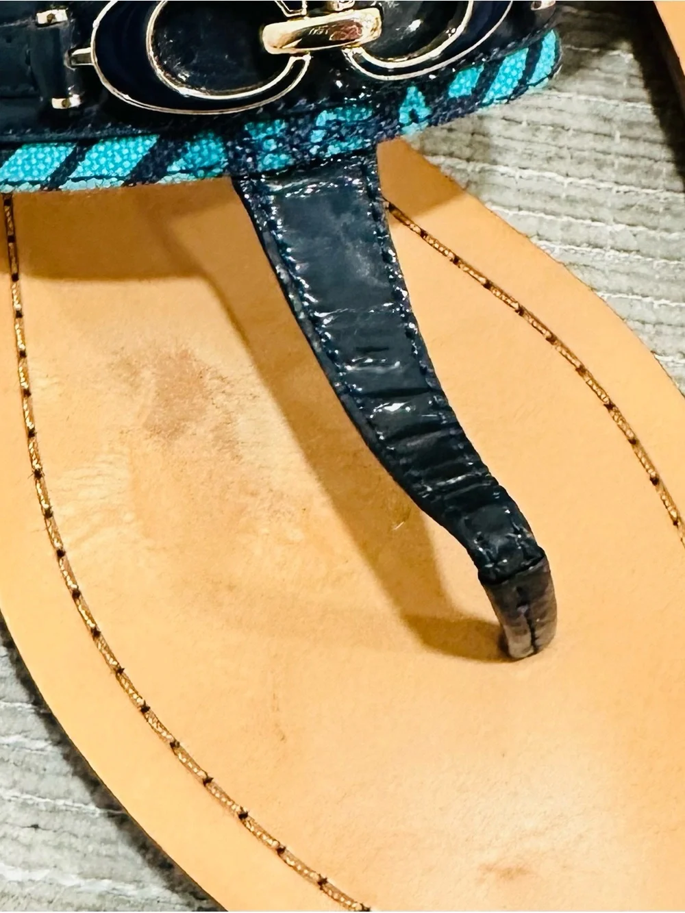 Coach Sammy Sandals Flat Flip Flop Thong Blue Navy Turquoise 9,5 B